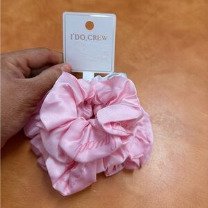 I Do Crew Satin Scrunchie Set -Pink Satin Squad (4) White Satin Bride (1)